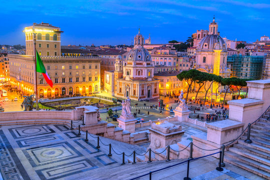 Rome, view from altar of the fatherland. Italy.