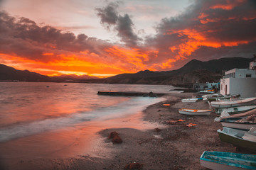 atardecer en la isleta del moro, parque natural cabo de gata nijar, almeria