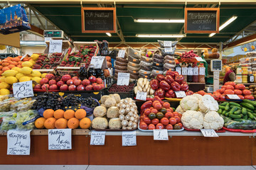Riga, Latvia - April 2, 2017: Riga Central Market Vegetables pavilion. Riga Central Market is...