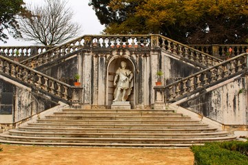 Majestic stairway in a botanical garden