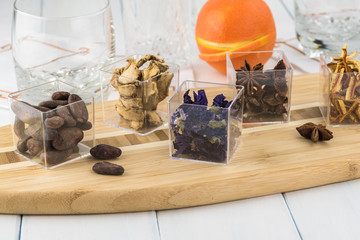 Assorted flavors for alcohol cocktails.