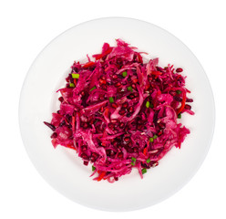 Salad with beets, cabbage, carrots and pomegranate