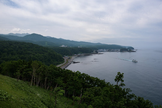 Beautiful rocky coastline around Utoro and Shiretoko National Park, Hokkaido, Japan