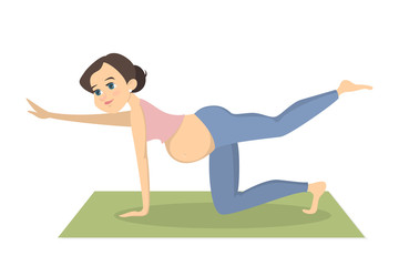 Pregnant woman exercising.