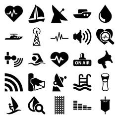 Fototapeta premium Wave icons. set of 25 editable filled wave icons