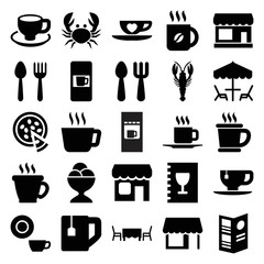 Cafe icons. set of 25 editable filled cafe icons