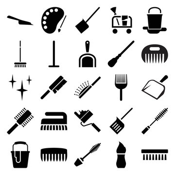 Brush icons. set of 25 editable filled brush icons