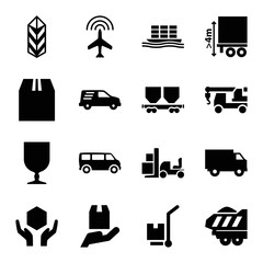 Cargo icons. set of 16 editable filled cargo icons