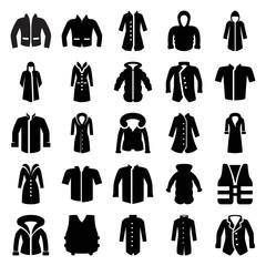 Jacket icons. set of 25 editable filled jacket icons