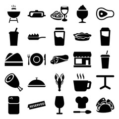 Restaurant icons. set of 25 editable filled restaurant icons