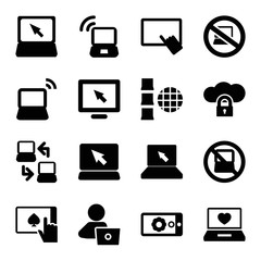 Laptop icons. set of 16 editable filled laptop icons