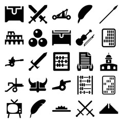 Antique icons. set of 25 editable filled antique icons