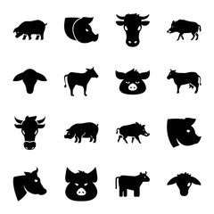 Livestock icons. set of 16 editable filled livestock icons
