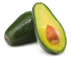 healthy food. sliced avocado isolated on white background.
