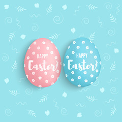 Easter eggs on the background of doodles. Vector illustration