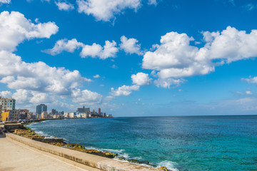 View of the sea from El Malecon in Havana City Cuba