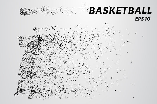Basketball of the particles. Basketball player silhouette consists of circles and points. Vector illustration.