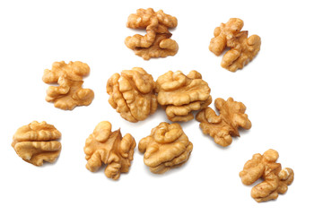 Walnuts isolated on white background top view
