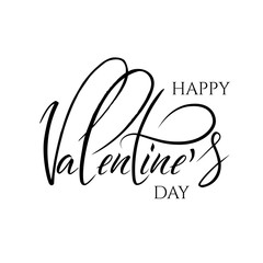 Unique brushpen lettering Valentines Day. Coligrafic composition for use on greeting cards or souvenirs: cups, T-shirts and more. Vector illustration isolated on white background