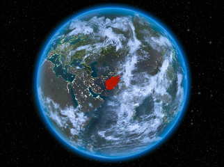 Afghanistan at night on Earth