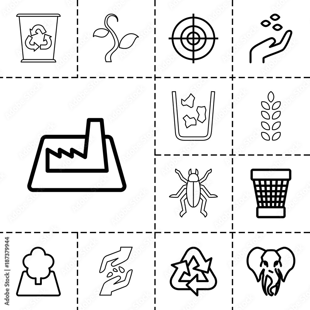 Poster environment icons. set of 13 editable outline environment icons