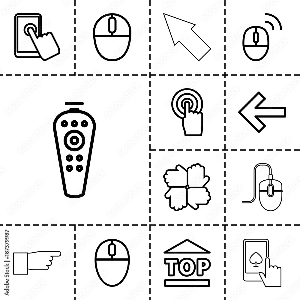 Aufkleber Click icons. set of 13 editable outline click icons