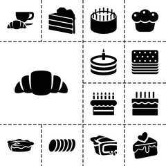 Pastry icons. set of 13 editable filled pastry icons