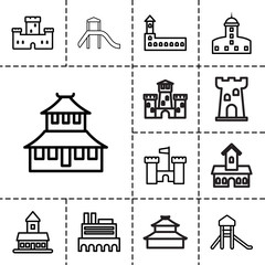 Historical icons. set of 13 editable outline historical icons
