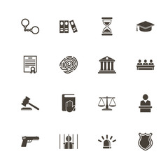 Law Justice icons. Perfect black pictogram on white background. Flat simple vector icon.