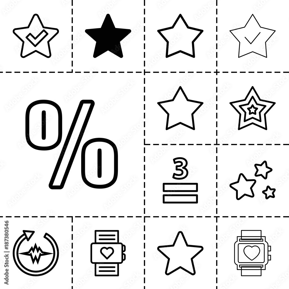 Poster rate icons. set of 13 editable outline rate icons