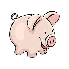 Hand drawn piggy bank, vector