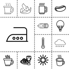 Hot icons. set of 13 editable outline hot icons
