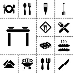Fork icons. set of 13 editable filled fork icons