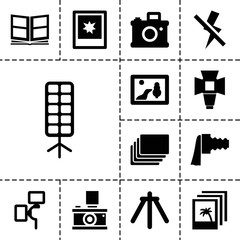 Photograph icons. set of 13 editable filled photograph icons