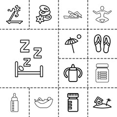 Relax icons. set of 13 editable outline relax icons