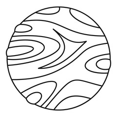 Striped planet icon, outline style