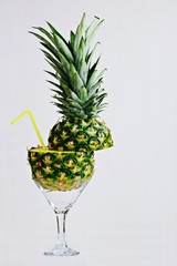 Fresh Juicy Pineapple on summer holiday.  Pineapple isolated.