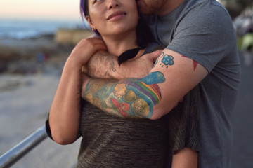 Loving couple hugging