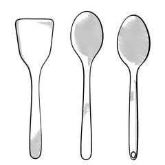 Hand drawn modern spoons