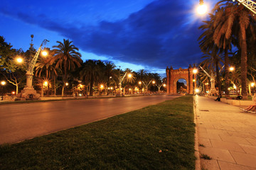 Arc de Triomphe in Parc de la Ciutadella at dusk, Barcelona