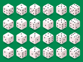 Isometric dice. Dice casino gambling set. Vector illustration