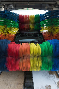 The car washed with rollers