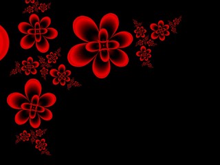 Grafic design for business cards. Fractal image template for inserting text...Dark fractal with red flower on black background. Floral template with place for text.......