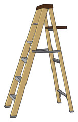 A six foot adjustable stepladder is set up and ready for a project
