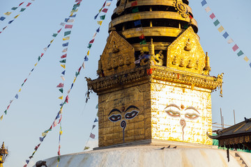 Swayambhunath Stupa - the holiest stupa of tibetan buddhism (vajrayana). Kathmandu, Nepal