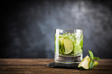 Mojito cocktail on dark background