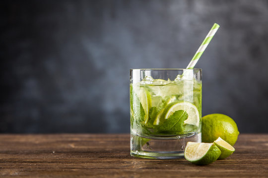 Mojito cocktail on dark background