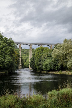 Llangollen Canal Pontcysyllte Aqueduct over the River Dee. Wales