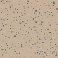 Silver falling confetti stars. Luxury festive background. Silver abstract texture. Element of design. Vector illustration, EPS 10.