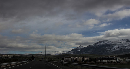 Fototapeta premium Route. Road in Spain. Spanish mountain landscape. Picture taken – 7 january 2018.